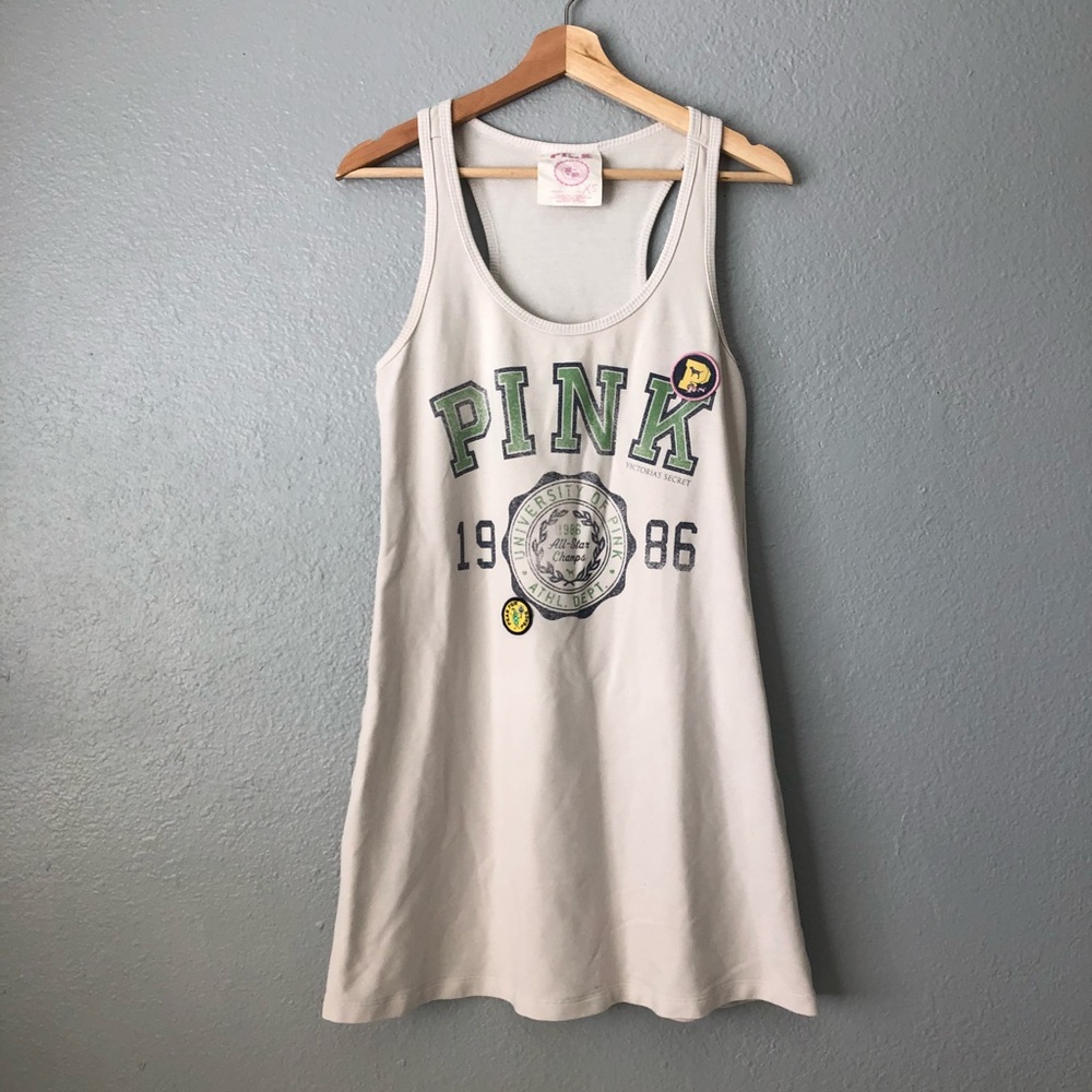 VS Pink University Style Tank Dress with Patches